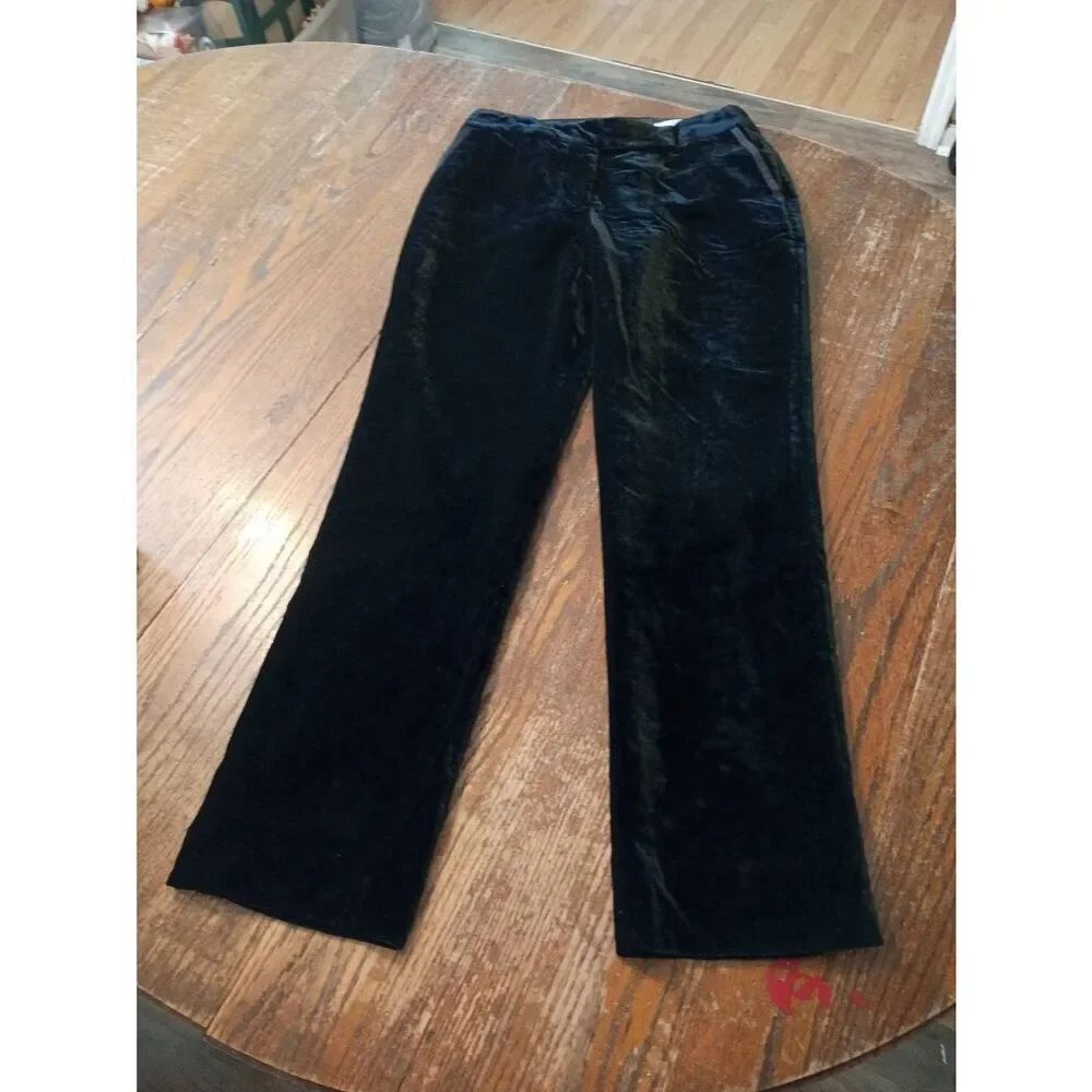 Vintage Size 6 Liz Claiborne Sloane Black Velour Velvet Pants Trousers Slacks